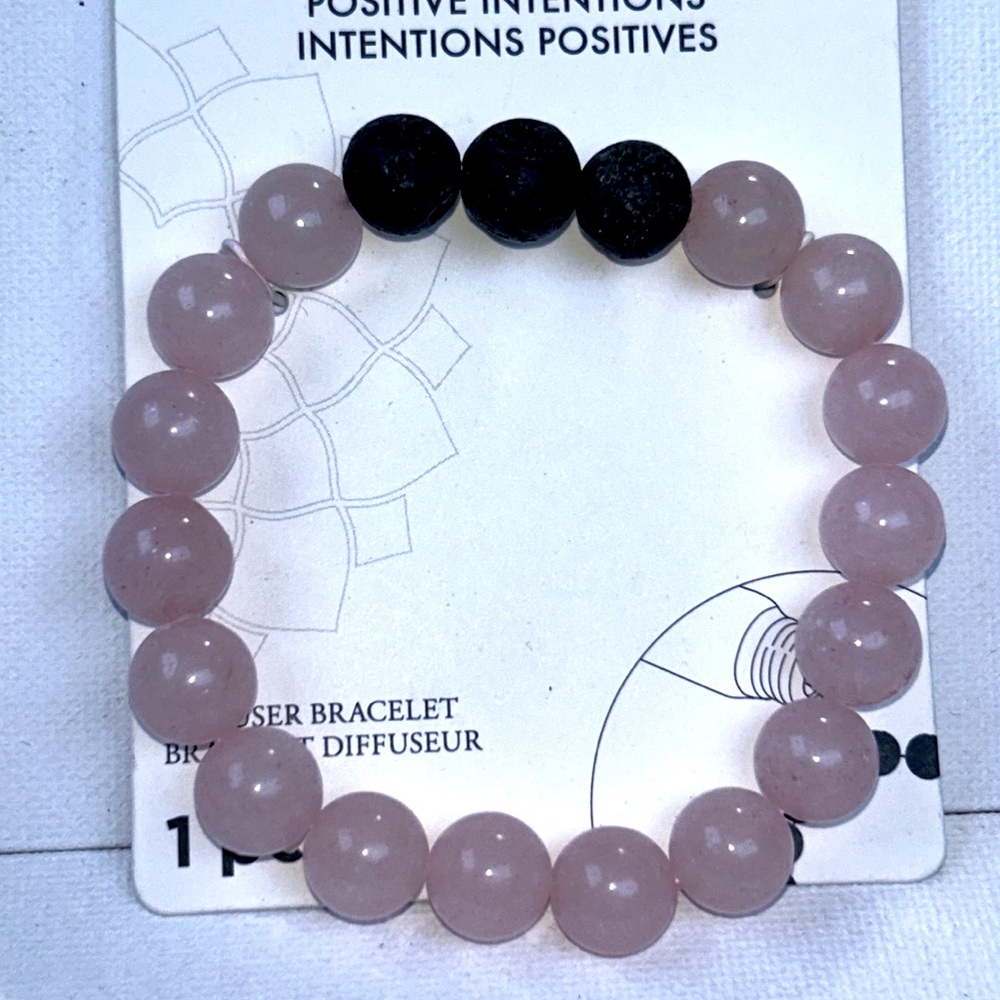 Genuine Rose Quartz Bead Aromatherapy Bracelet Positive Intentions Calming Boho